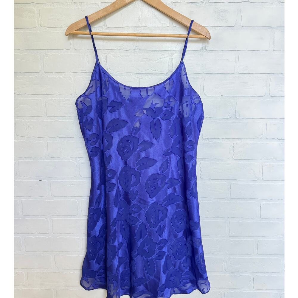 Inner Most Women's Purple Vintage Floral Semi-Transparent Lingerie Slip sz L